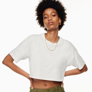 Aritzia Tna Laid Back Cropped T-Shirt – Heather Cloud White, Size M, Never Worn